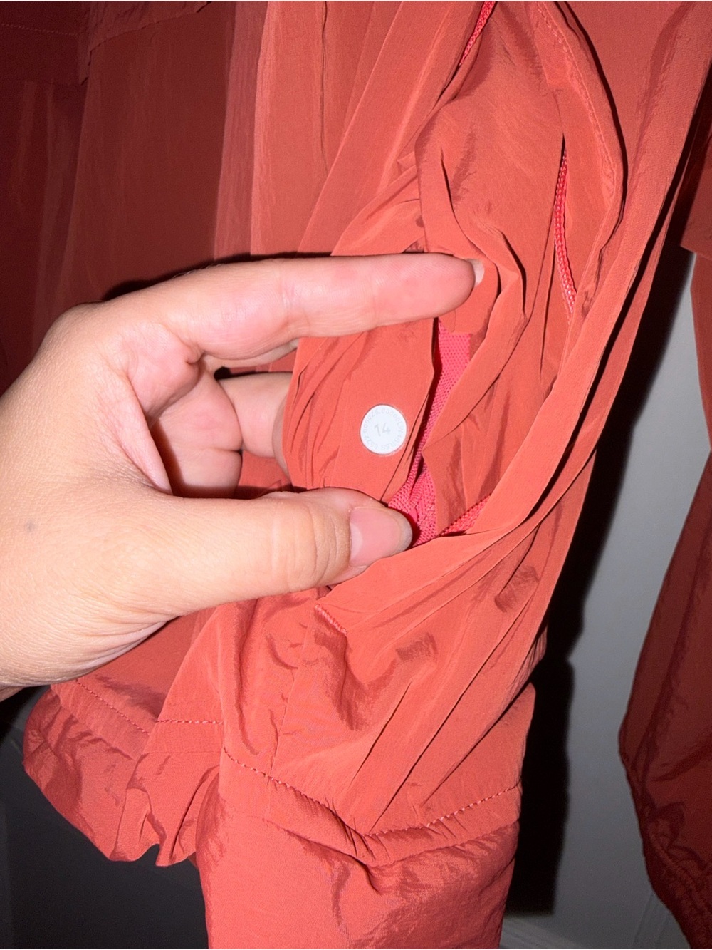 NWOT Lululemon size 14 Lightweight Rust Red Windbreaker Jacket - Picture 8 of 8